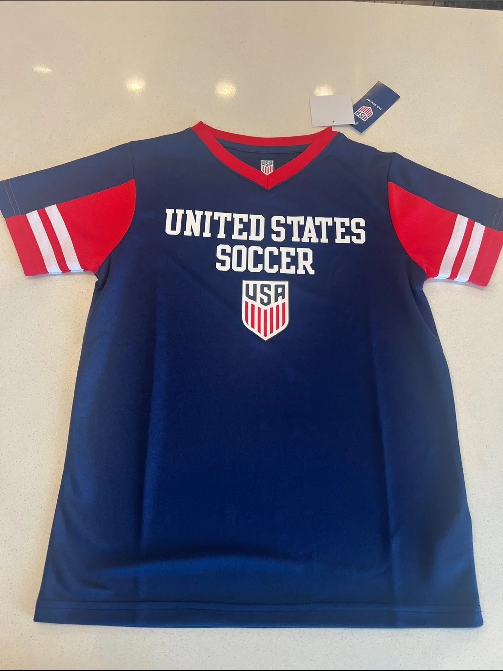 United States Soccer Kids Jersey - Navy with Red Accents